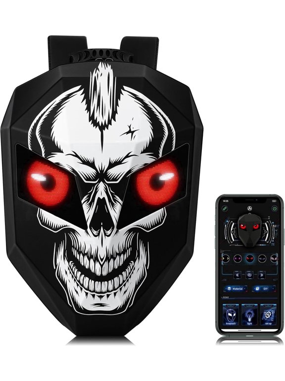 Knight LED Motorcycle Backpack, Hard Case Riding Backpack DIY Motorbike Luggage Laptop Bag Waterproof, Large Size 19inch