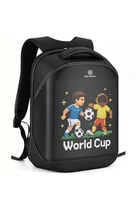 Programmable LED Backpack, Water-Resistant Hard Shell Smart Laptop Bag, Black