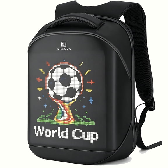 Gelrova LED Backpack City Serise with App Control, 17 Inch Cool DIY Pixel Art Animation Fashion Programming Laptop Backpack, Unique Gift for Men or Women