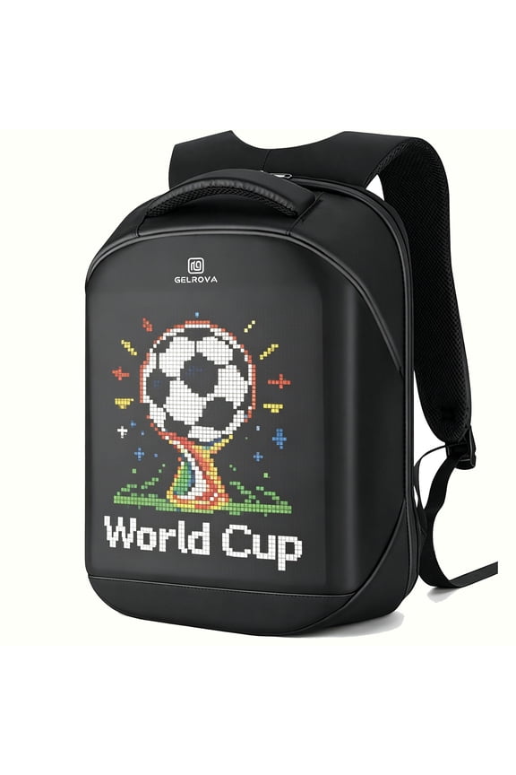 LED Backpack with App Control, 17-Inch Pixel Art Laptop Backpack, Adjustable Straps, Gift for Men/Women