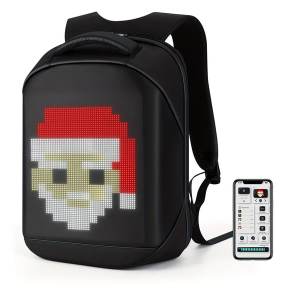 Gelrova LED Backpack City Serise with App Control, 17 Inch Cool DIY Pixel Art Animation Fashion Programming Laptop Backpack, Unique Gift for Men or Women