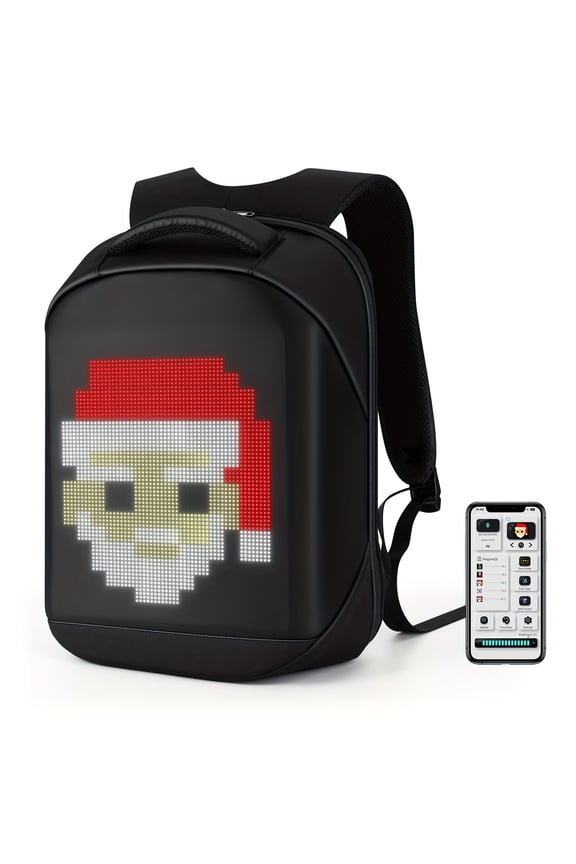 LED Backpack City Serise with App Control, 17 Inch Cool DIY Pixel Art Animation Fashion Programming Laptop Backpack, Unique Gift for Men or Women