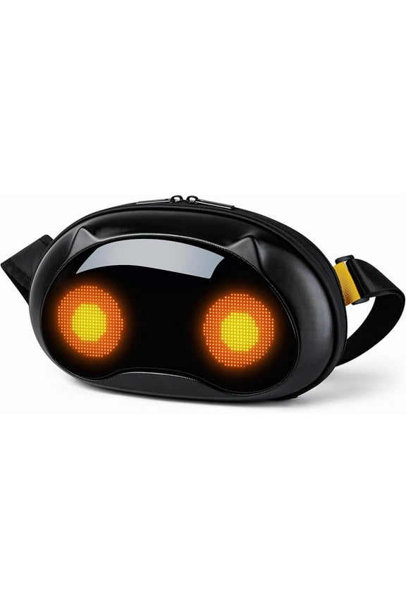 LED Crossbody Bag - Stylish Cat Silhouette Backpack with APP-Controlled LED Display with Loy Eyes