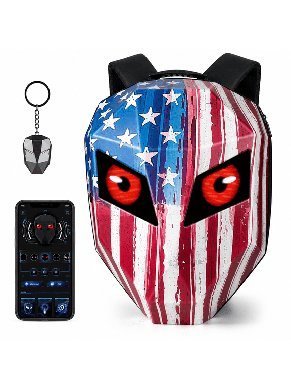 19-inch Programmable LED ABS Hard Shell Motorcycle Backpack Multicolor