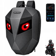 Gelrova 19-inch LED Motorcycle Helmet Backpack, Hard Shell Riding Bag with Programmable LED Eyes, App Control, Black