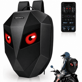 Gelrova 19-inch Smart Hard Shell Motorcycle Backpack with Programmable LED Eyes, Black