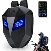Gelrova LED Motorcycle Backpack, 19-inch Large Black Hard Shell with Water-Resistant Coating, Diy Display Backpack for Adults