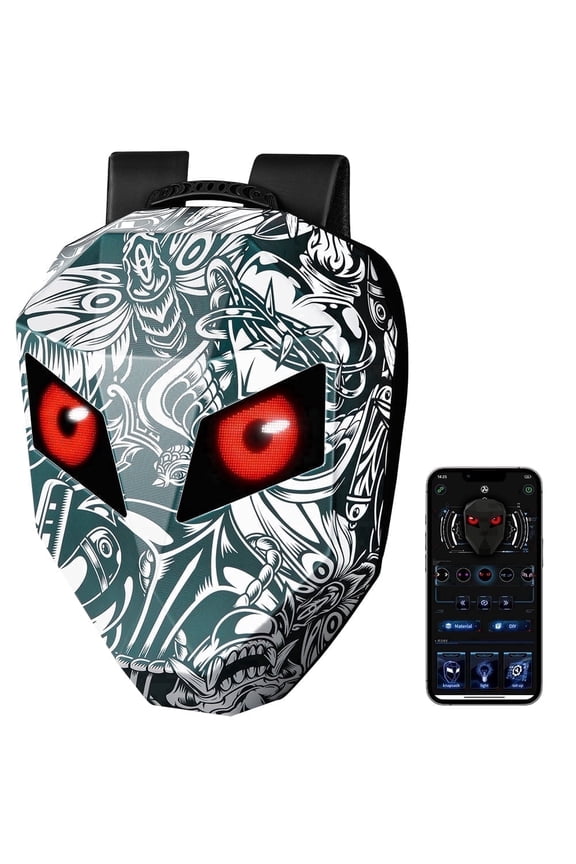 LED Motorcycle Backpack, Hard Shell DIY Waterproof, Large 19 Inch, Suitable for Adults