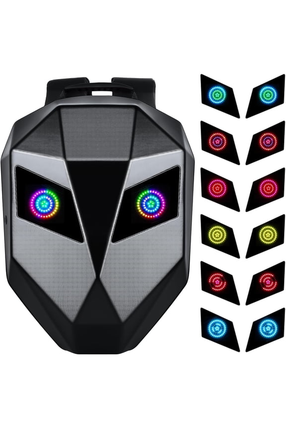 LED Motorcycle Backpack, LED Motorcycle Helmet Backpack with Display , One-Button Change Colour, No App, No Need to Connect to phone, Motorcycle Gear