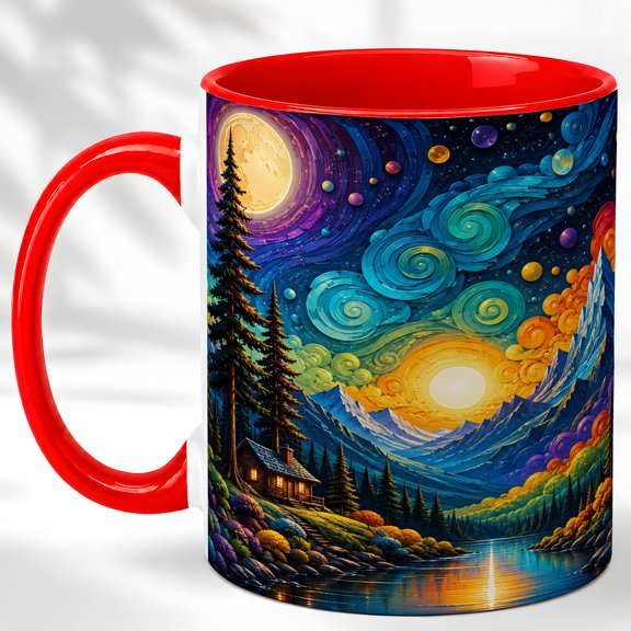 Gem Art Dragon Coffee Mug, Fantasy Dragon Mug, Ceramic 11 oz