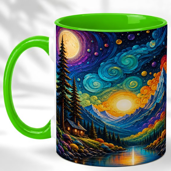 Gem Art Dragon Coffee Mug, Fantasy Dragon Mug, Ceramic 11 oz