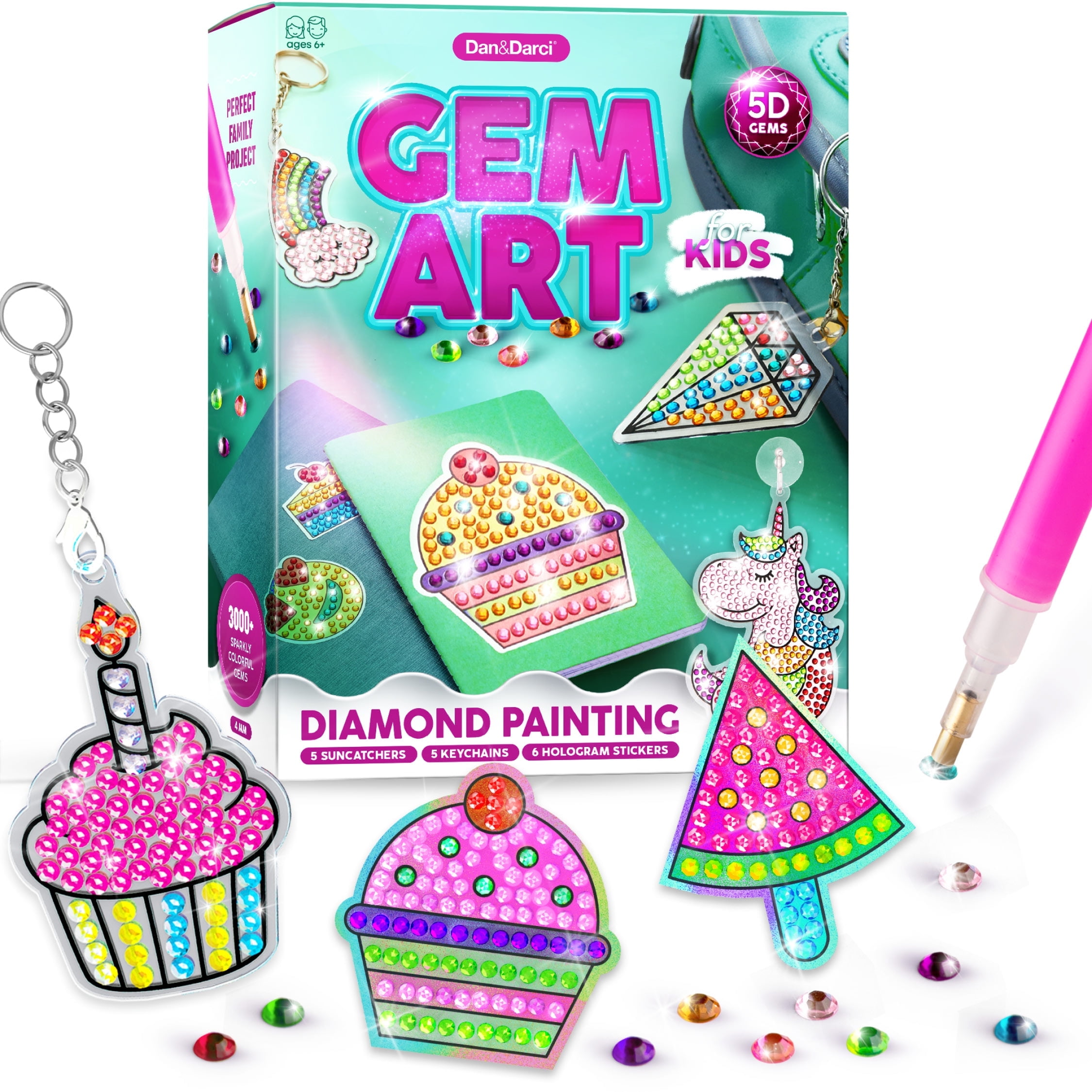 Gem Art, Kids Diamond Painting Kit - Big 5D Gems - Arts and Crafts for Kids, Girls and Boys Ages 6-12 - Gem Painting Kits - Best Tween Gift Ideas for Girls Crafts Age 4, 5, 6, 7, 8, 9, 10-12