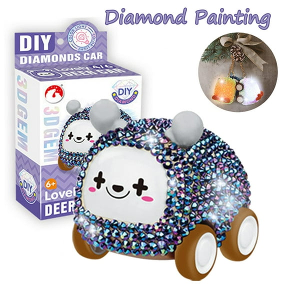 Gem Art Kits for Kids Gem Painting Kit Diamond - Painting Kit for Kids with Keychains - Diamond Art for Kids with Diamonds by Numbers, More Cute Car Keychain, Kids Gift(Blue)
