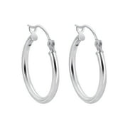 VILAVIDE Gem Avenue 925 Sterling Silver Polished Hoop Earrings (20mm Diameter)