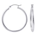 thumbnail image 1 of Gem Avenue 925 Sterling Silver Polished Hoop Tube Earrings (30mm Diameter), 1 of 3