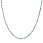 Gem Avenue Stainless Steel 4mm Rope Chain 22" Necklace