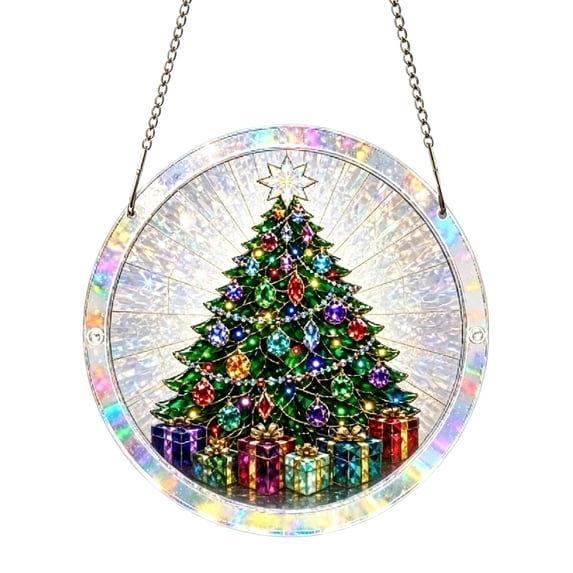 Gem Christmas Tree DIY Acrylic Puzzle Suncatcher Holiday Window Hanging Decoration - 7.87 Inch C