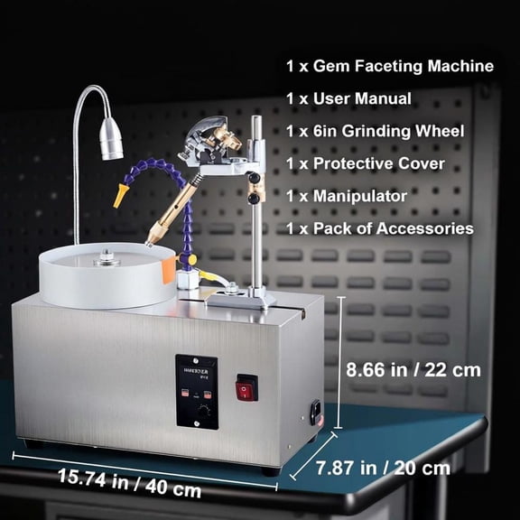 Gem Faceting Machine, 180W Jade Grinding Polishing Machine with Mechanical Manipulator, 0-2980 Rpm Rock Lapidary Angle Polisher, 0-90 Degree Scale