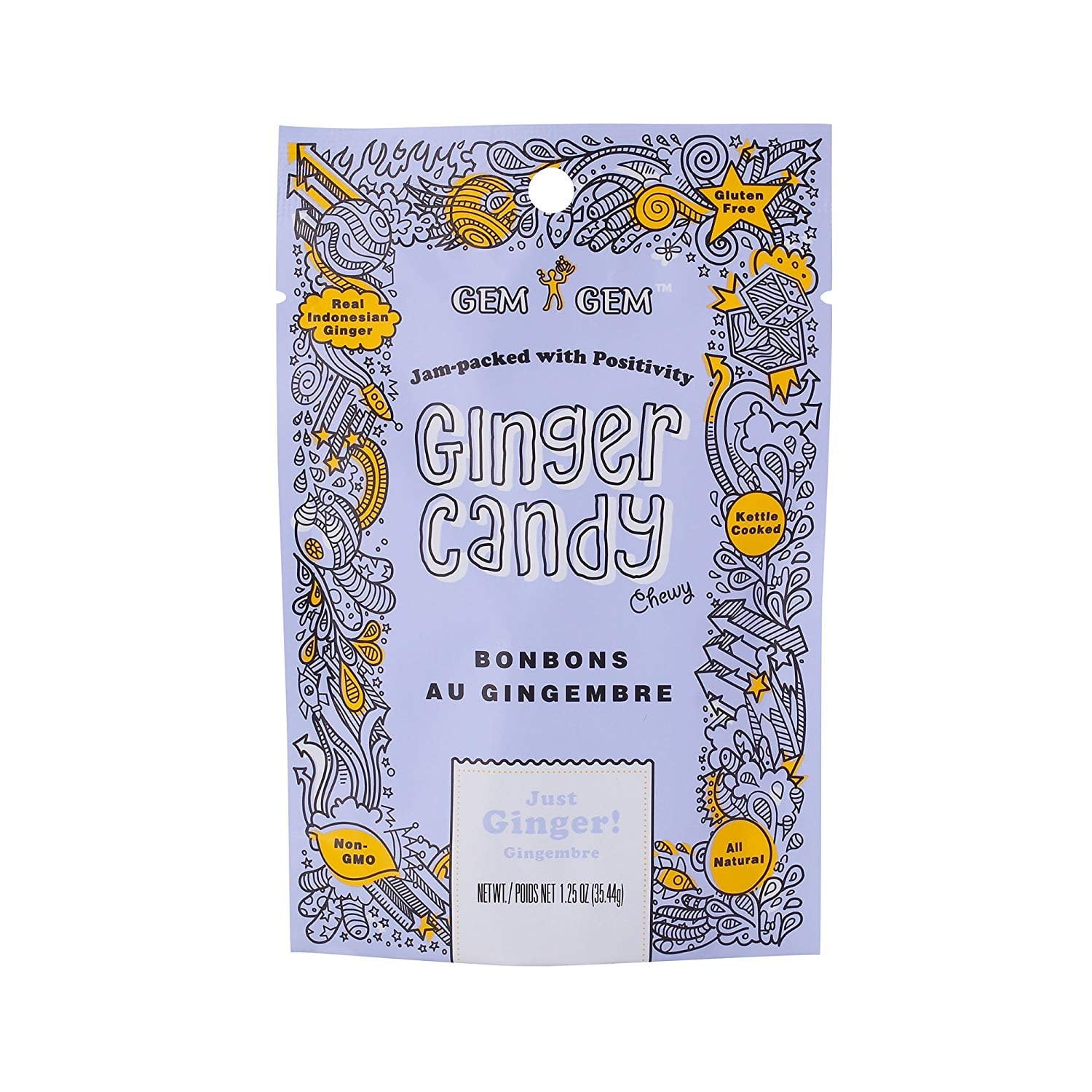 Gem Gem Ginger Candy Chewy Ginger Chews Original, 1.25oz, Pack of 1