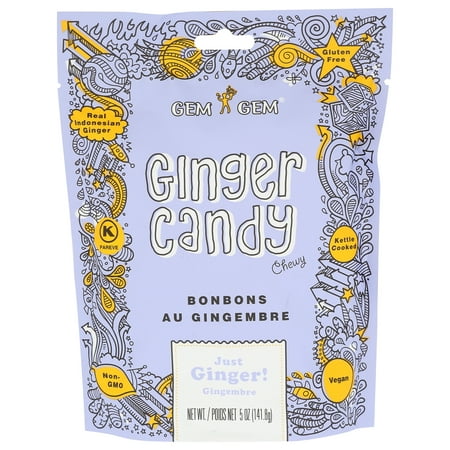 Gem Gem Chewy Ginger Candy Original, 5 oz Bag