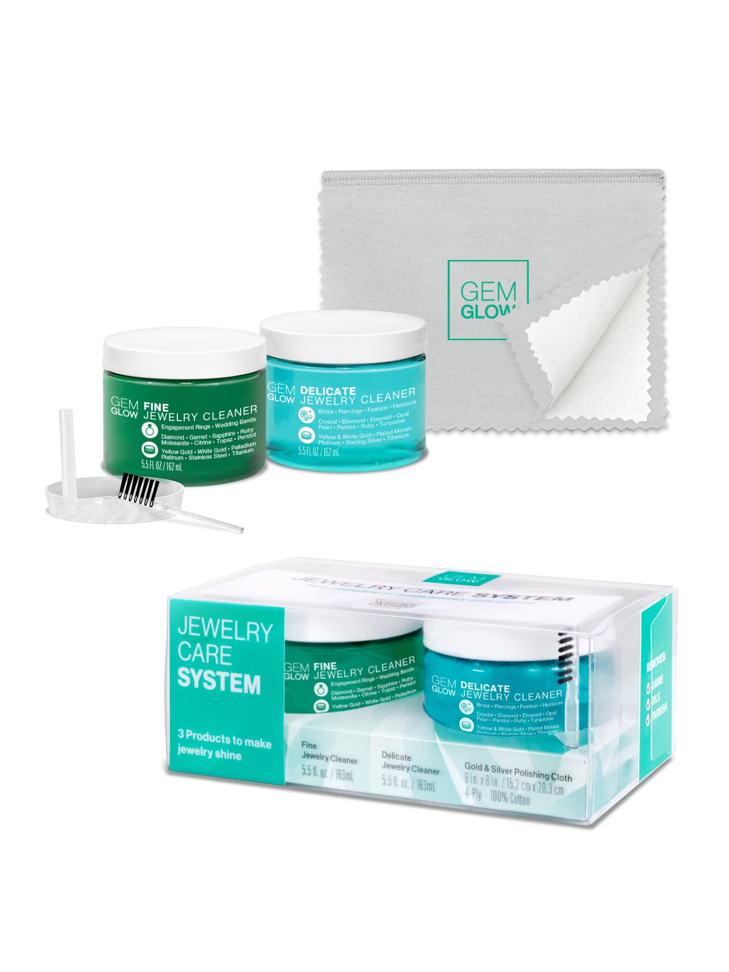 GEM GLOW Jewelry Care System for Fine & Delicate Jewelry Cleaning