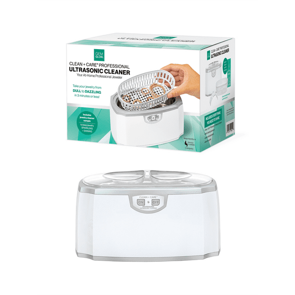 Gem Glow Ultrasonic Cleaning Machine for Jewelry & Watches, with Timer & Watch Holder, Stainless Steel