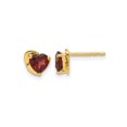 thumbnail image 1 of Gem & Harmony 1.00 Carat (Ctw) Garnet Heart Solitaire Earrings 10K Yellow Gold for Women, 1 of 5
