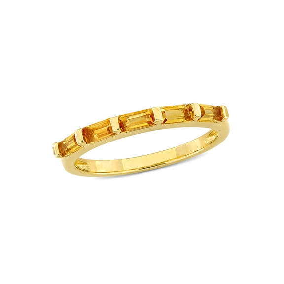 Gem & Harmony 3/5 Carat (Ctw) Baguette Citrine Band Ring in 10K Yellow Gold for Women