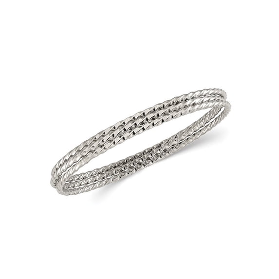 Gem & Harmony Stainless Steel Polished 3 Piece Twsited Bangle Bracelet for Women