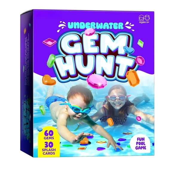 Gem Hunt Pool Diving Toys, Outdoor Swimming Activity Set Built Around Pool Gems, Easy-Carry Game Cards For Kids To Enjoy Diving Games All Summer Long