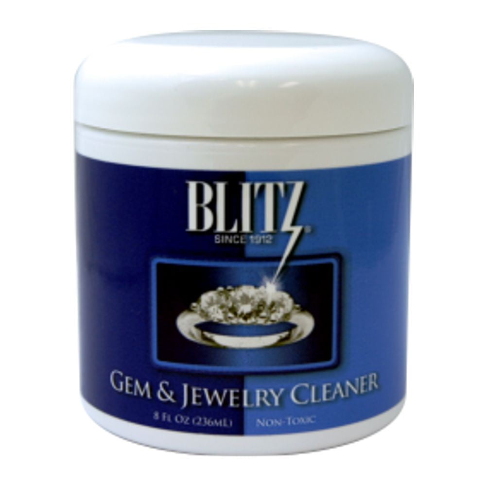 BLITZ Gem & Jewelry Cleaner with basket & brush, Jar of 8 fluid ounces