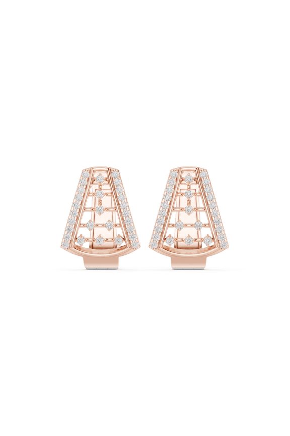 American Diamond Trapezoid Hoop Earrings for Women, Geometric Openwork Huggie Hoops, Designer Statement Jewelry, Hypoallergenic Fashion Earrings for Party Wedding Anniversary.