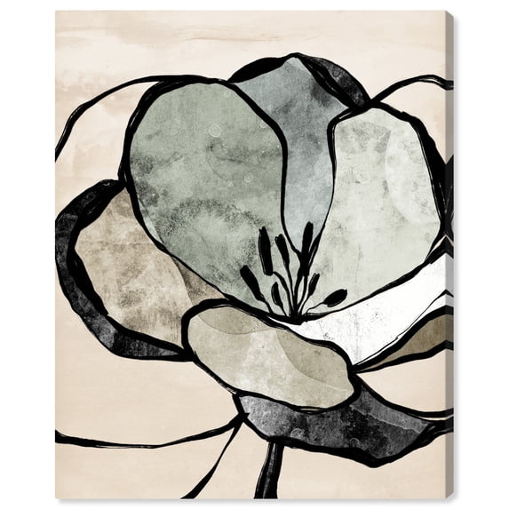 Gem Petals Canvas Muted Plants Flowers Abstract Wall Art by Art Remedy, Gallery Wrapped, 36" x 45"