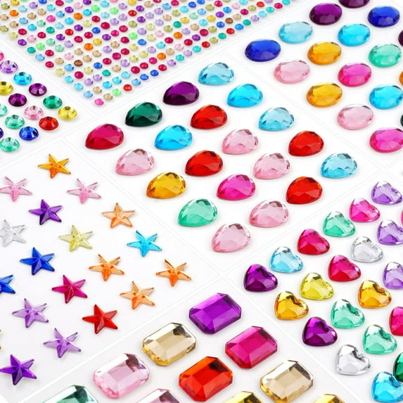 Gem Stickers, Rhinestone Stickers, Jewels Stickers Rhinestone, Self Adhesive Jewels Stickers for Hair Jewels, Face Gems, Nail Gems and Rhinestones, Multicolored Small Stickers for Kids