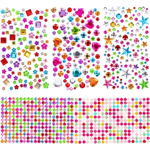 Gem Stickers Rhinestones for Crafts - Self Adhesive Jewels Stickers, Acrylic Gems DIY Craft Decorative Diamond Stickers, Small Stickers for Kids