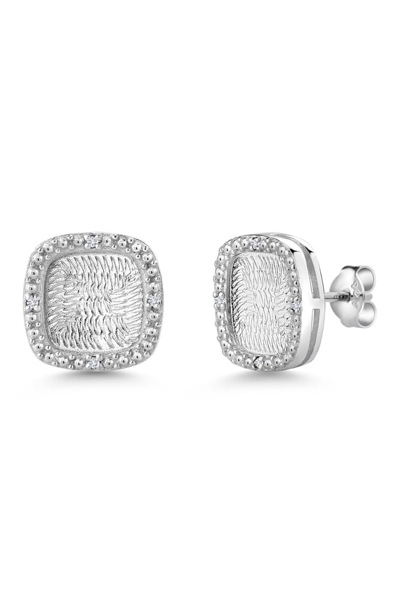 0.04 Ct Round G/H VVS-VS Lab Grown Diamond 925 Sterling Silver Stud Earrings