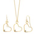 thumbnail image 1 of Gem Stone King 0.10 Ct Round White Diamond 14K Gold Filled Heart Pendant and Earrings Jewelry Set With Chain, 1 of 3