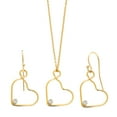 thumbnail image 1 of Gem Stone King 0.12 Ct White Created Sapphire 14K Gold Filled Heart Pendant and Earrings Jewelry Set With Chain, 1 of 3