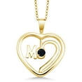 thumbnail image 1 of Gem Stone King 0.13 Ct Round Black Onyx 18K Yellow Gold Plated Silver Spinning MOM Pendant Necklace with Chain, 1 of 4