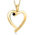 thumbnail image 1 of Gem Stone King 18K Yellow Gold Plated Silver Black Onyx and White Zirconia Heart Pendant Necklace for Women | 0.15 Cttw | Gemstone December Birthstone | Round 3.5MM | With 18 inch Chain, 1 of 6