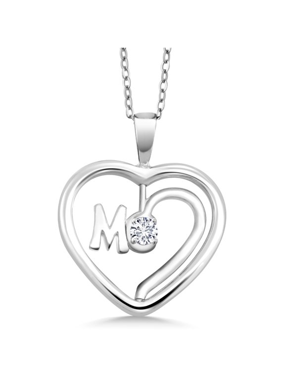 0.17 Ct Round E-F Lab Grown Diamond 925 Sterling Silver Spinning MOM Pendant Necklace with Chain