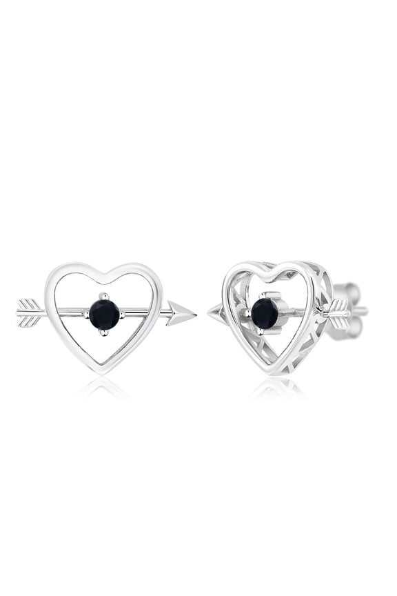 0.20 Ct Round 3mm Black Onyx 925 Sterling Silver Stud Earrings