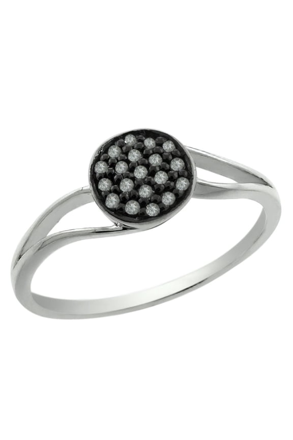 0.20 Ct Round Diamond 925 Sterling Silver Ring (Size 8)