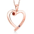 thumbnail image 1 of Gem Stone King 18K Rose Gold Plated Silver Red Garnet and Blue Created Sapphire Heart Pendant Necklace for Women | 0.22 Cttw | Gemstone January Birthstone | Round 3.5MM | With 18 inch Chain, 1 of 6