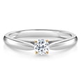 thumbnail image 1 of Gem Stone King 0.22 Ct Round White Topaz 925 Silver and 10K Yellow Gold Solitaire Engagement Ring (Size 9), 1 of 4