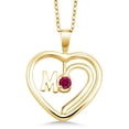 thumbnail image 1 of Gem Stone King 0.25 Ct Round Red Created Ruby 18K Yellow Gold Plated Silver Spinning MOM Pendant Necklace with Chain, 1 of 4