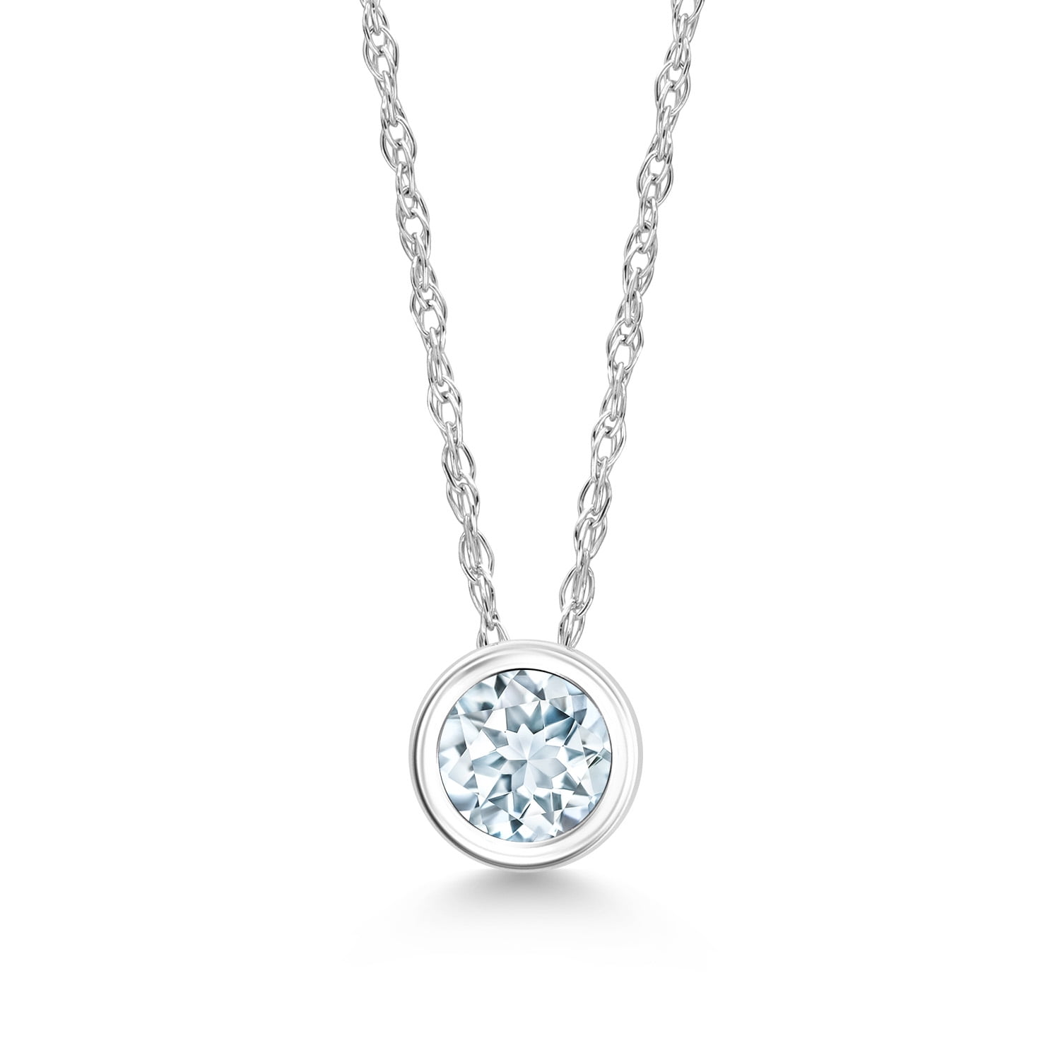 Gem Stone King Sterling Silver Blue Zircon & Diamond Infinity Pendant Necklace - 1.27 Ct, 18 Inch Chain