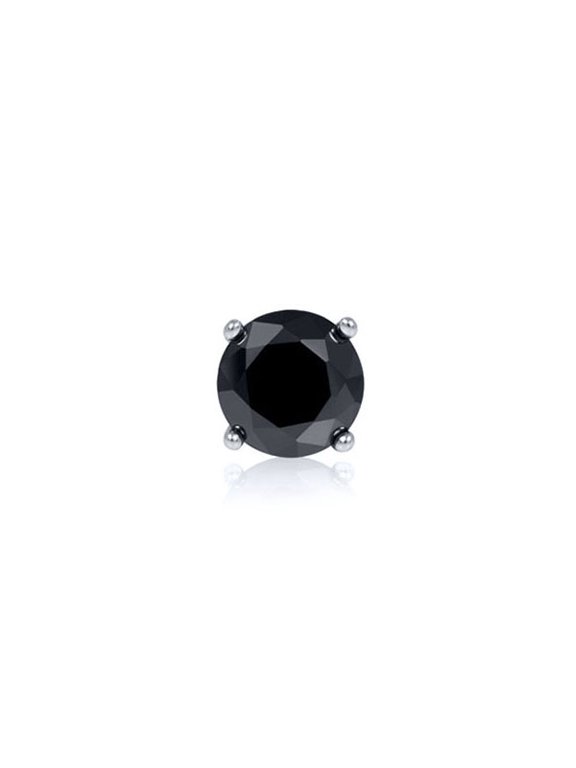 0.25ctw Round Black Diamond Single Stud Earrings for Women Men in Solid 14K White Gold