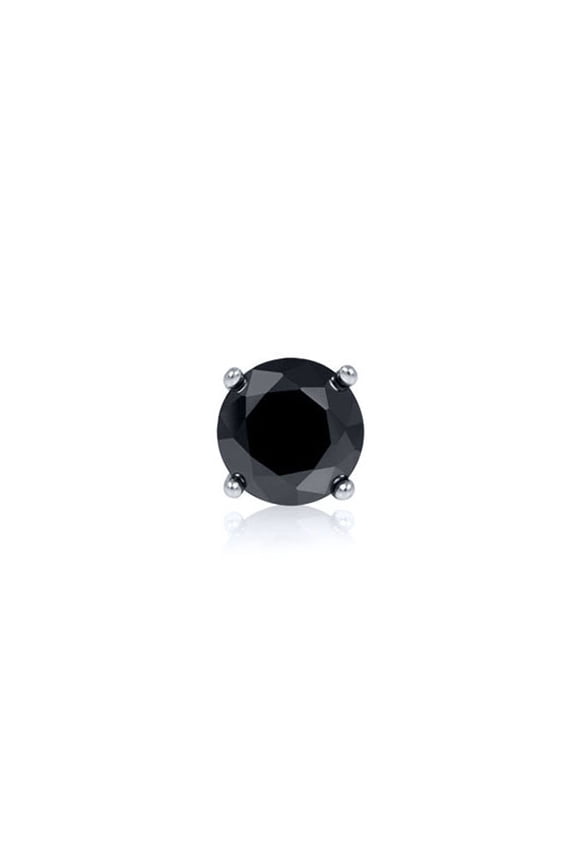 0.25ctw Round Black Diamond Single Stud Earrings for Women Men in Solid 14K White Gold