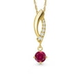thumbnail image 1 of Gem Stone King 0.28 Ct Red Created Ruby G/H Lab Grown Diamond 14K Yellow Gold Pendant with Chain, 1 of 6